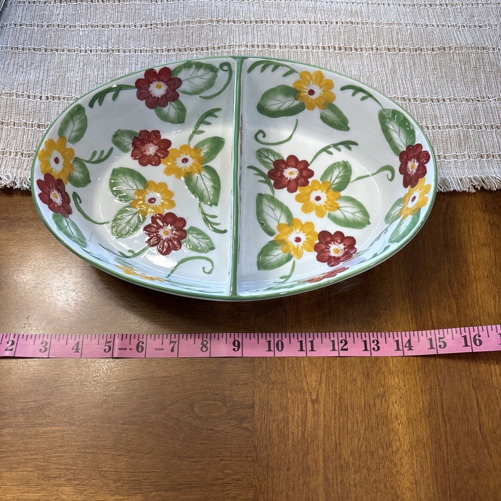 temptations by tara Oval Partitioned‎ Serving Bowl 12" By 8.5" Ovenware